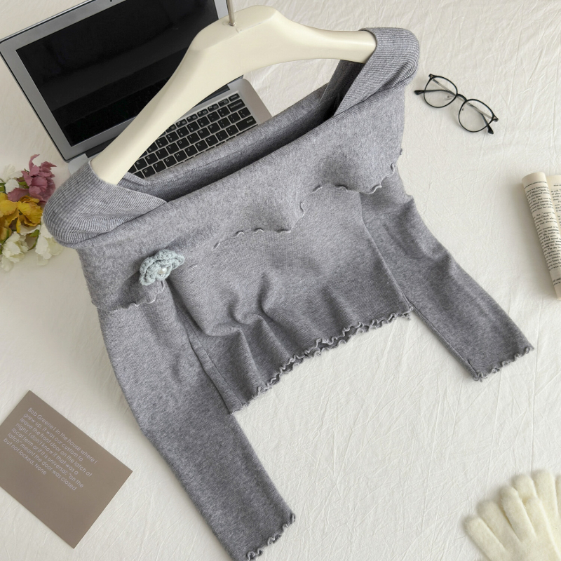 Pinched waist sweater France style tops for women