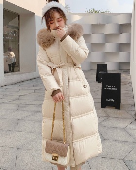 Winter down coat exceed knee coat for women