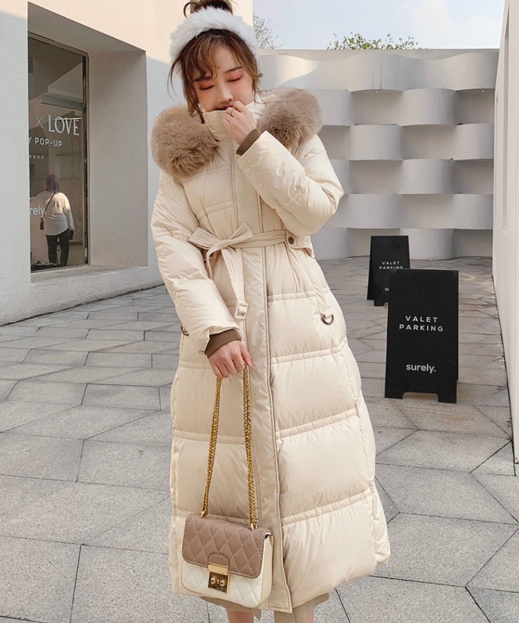 Winter down coat exceed knee coat for women