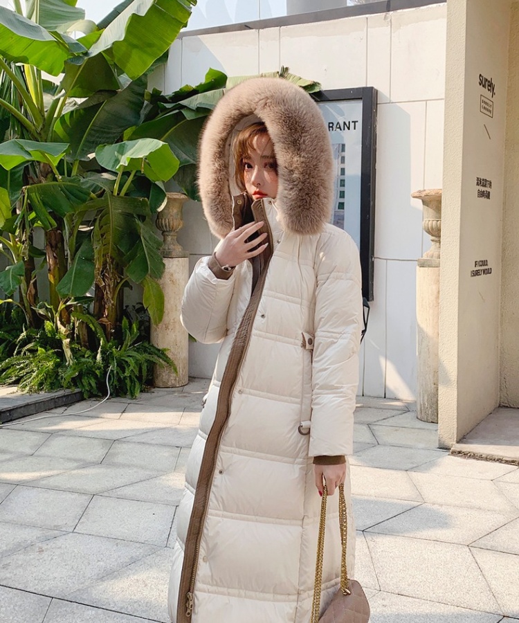 Winter down coat exceed knee coat for women