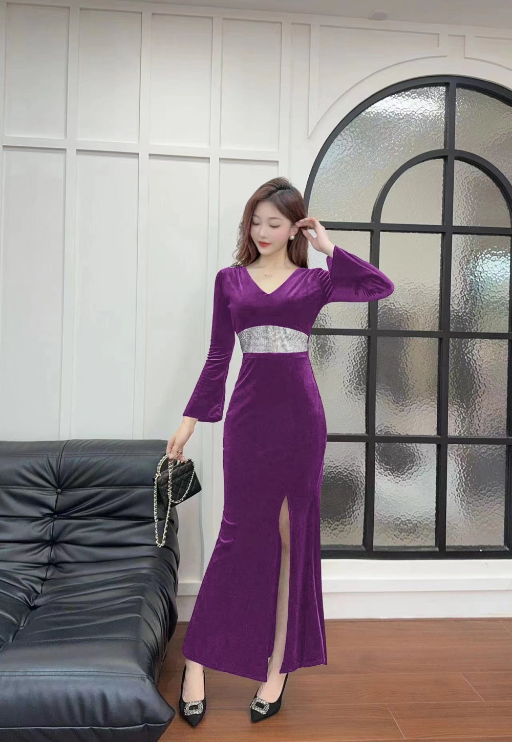 Light luxury ladies dress rhinestone long dress