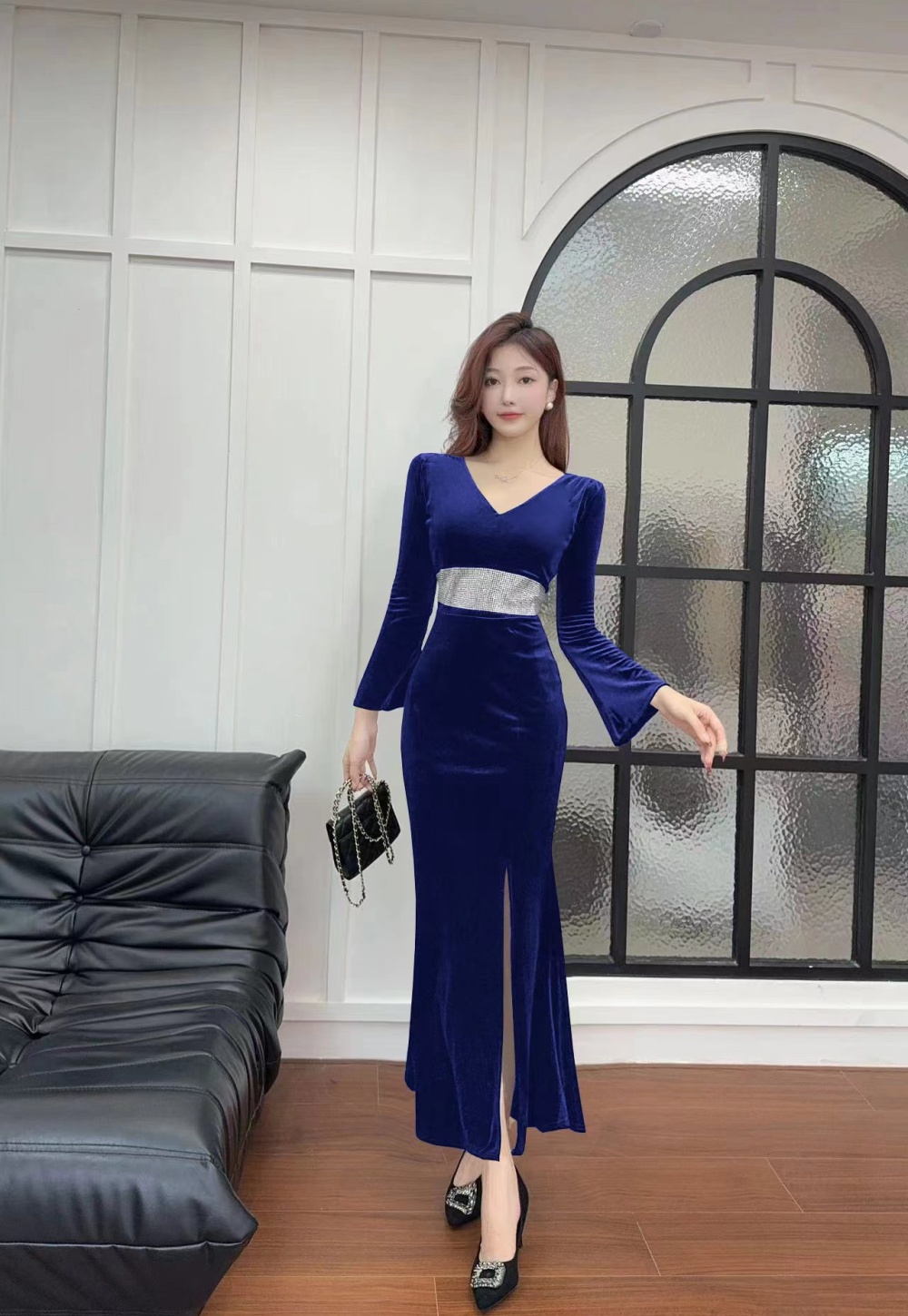 Light luxury ladies dress rhinestone long dress