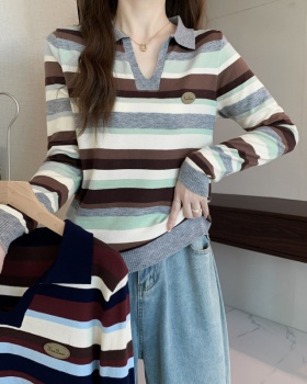 Autumn and winter lapel knitted bottoming shirt