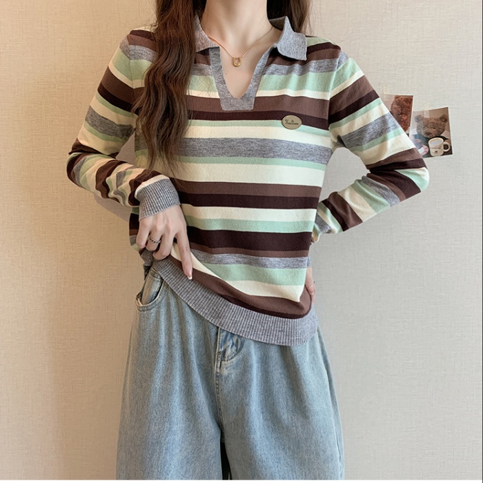 Autumn and winter lapel knitted bottoming shirt