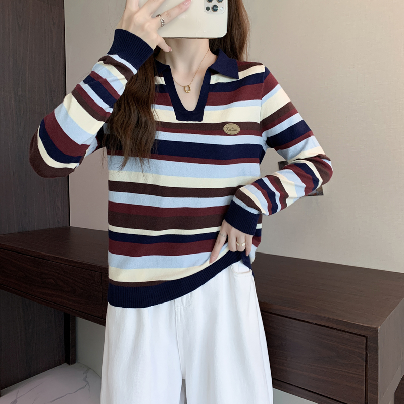 Autumn and winter lapel knitted bottoming shirt