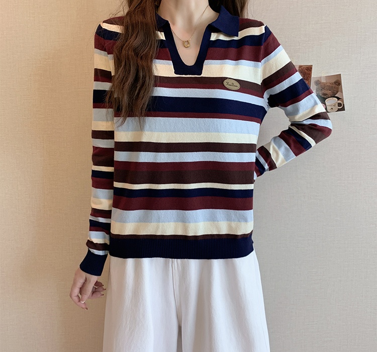 Autumn and winter lapel knitted bottoming shirt