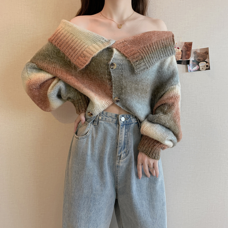 Knitted V-neck stripe wear autumn and winter sweater