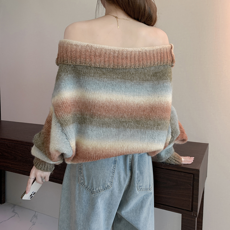 Knitted V-neck stripe wear autumn and winter sweater