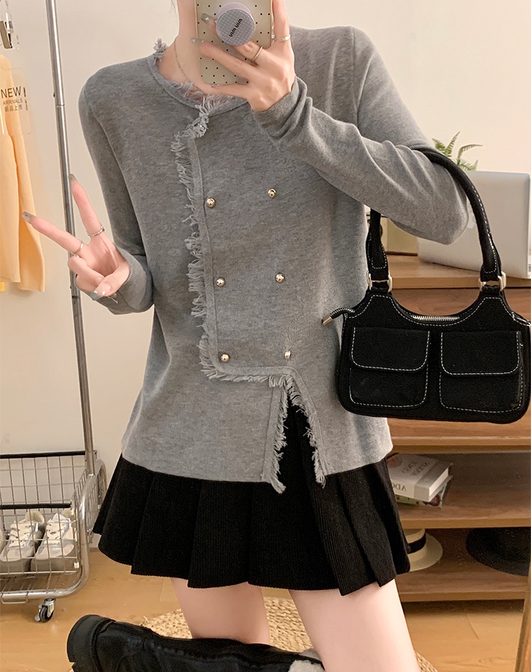 Tassels autumn and winter cardigan double-breasted wool sweater