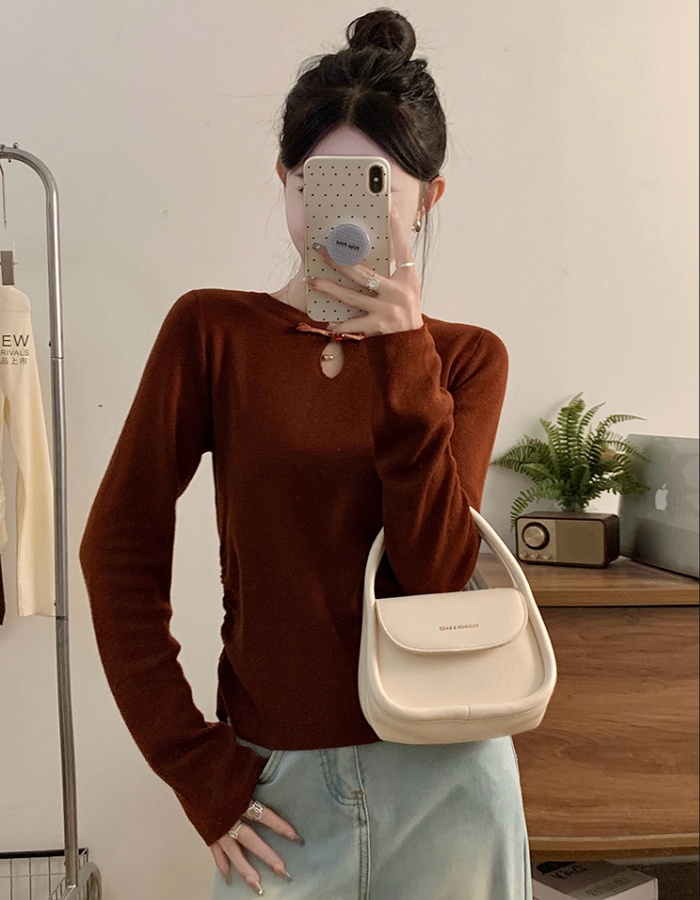 Wool hollow V-neck autumn and winter sweater