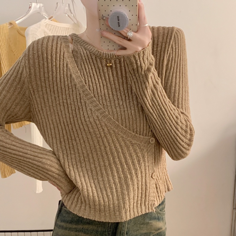 Autumn and winter niche strapless knitted sweater