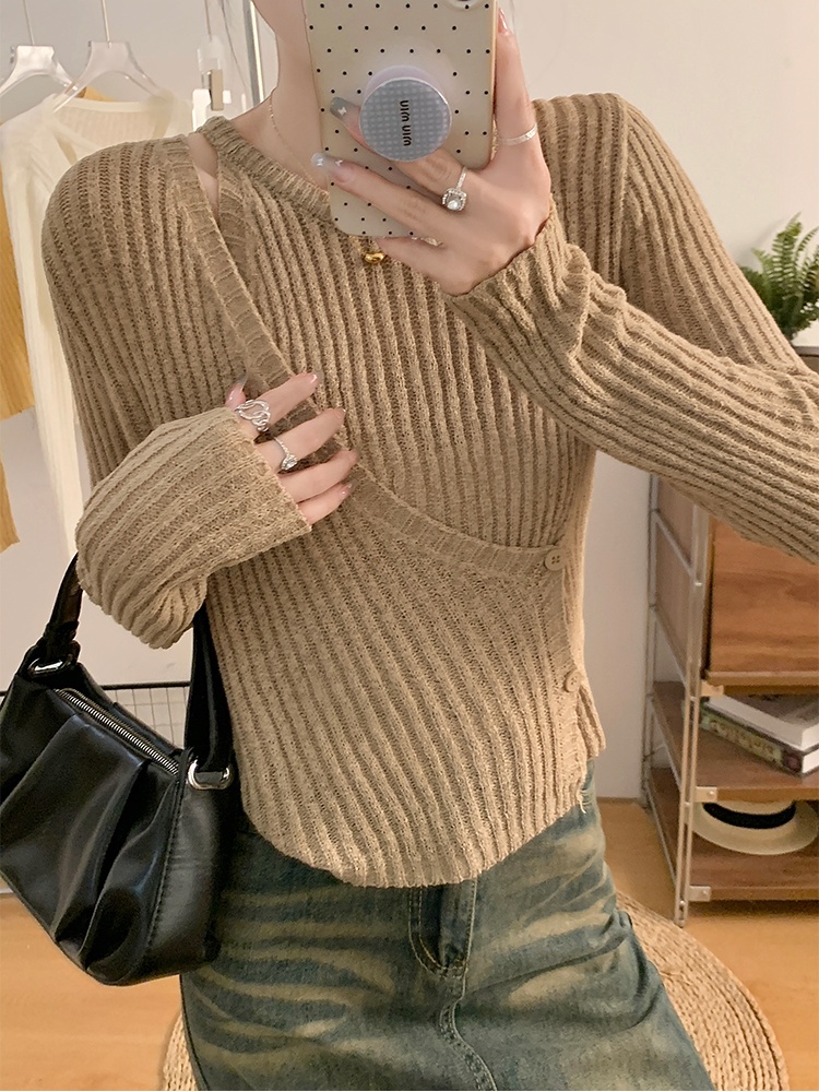 Autumn and winter niche strapless knitted sweater