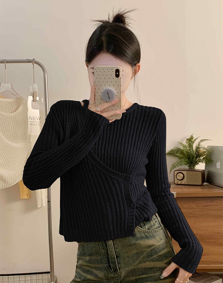 Autumn and winter niche strapless knitted sweater