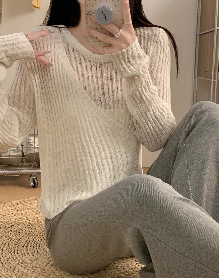 Autumn and winter niche strapless knitted sweater