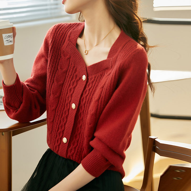 Retro colors sweater knitted niche tops for women