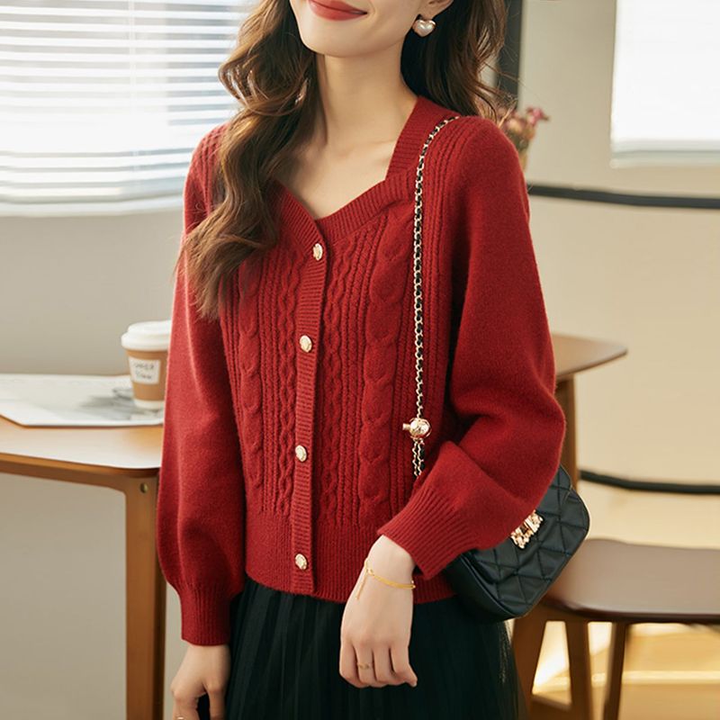 Retro colors sweater knitted niche tops for women