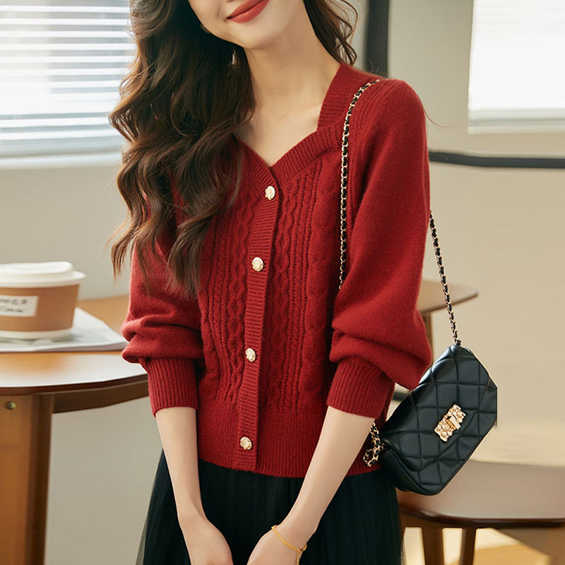 Retro colors sweater knitted niche tops for women