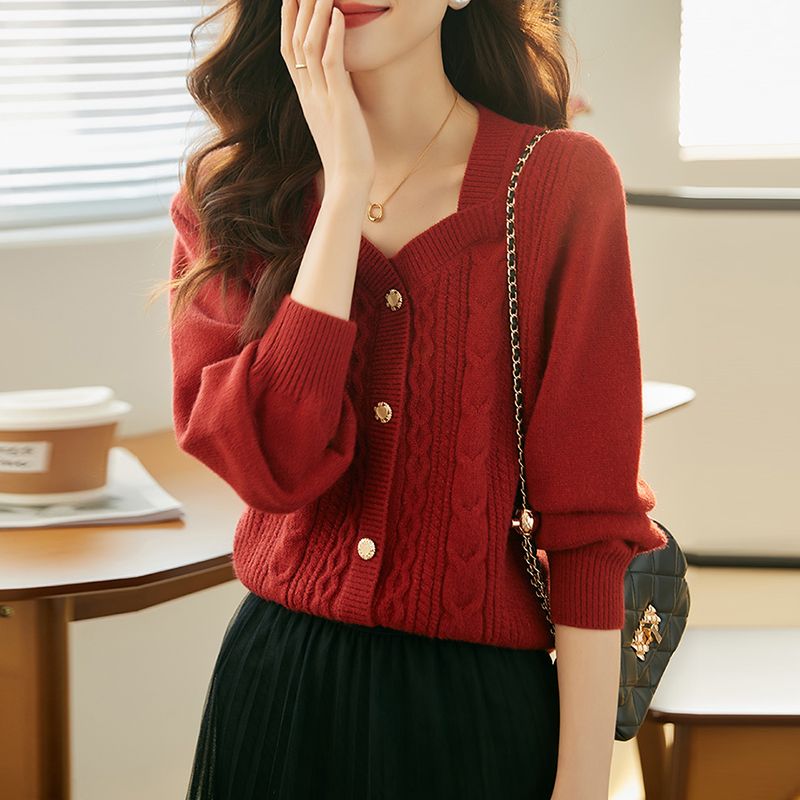 Retro colors sweater knitted niche tops for women