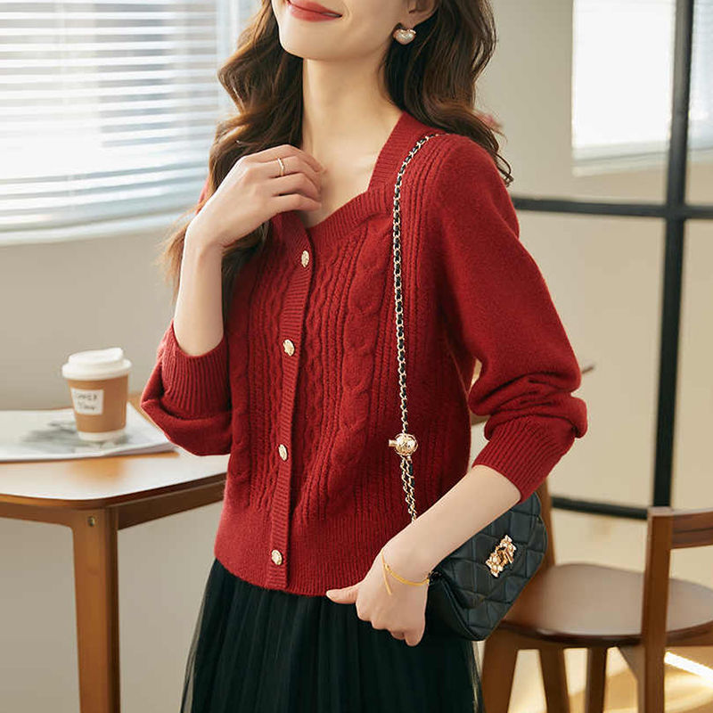 Retro colors sweater knitted niche tops for women