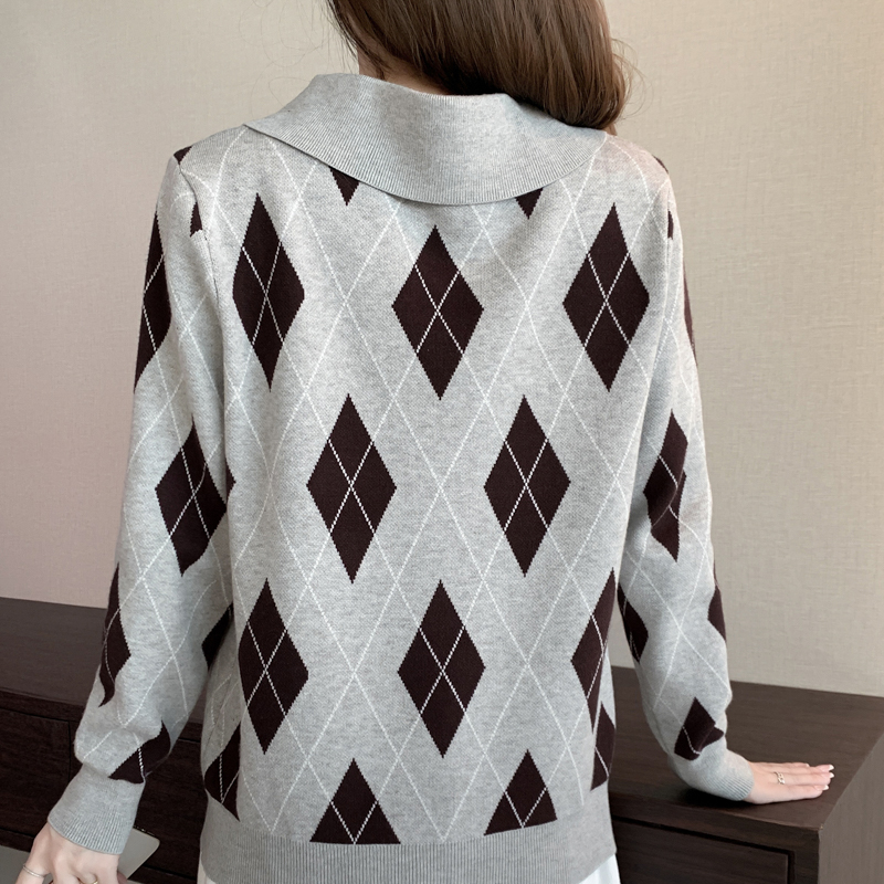 Autumn and winter diamond sweater for women