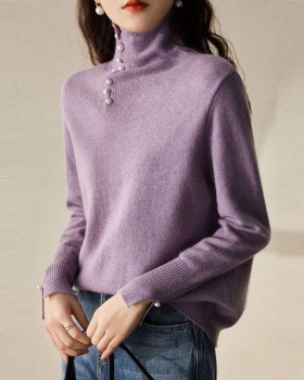 Pearl buckle bottoming shirt sweater for women