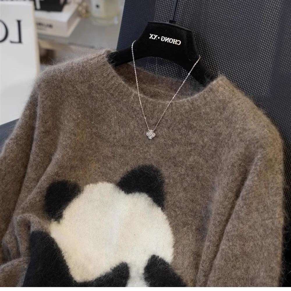 Lazy panda sweater cartoon bottoming tops