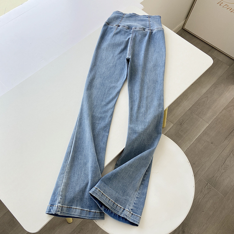 American style full elasticity jeans not zip pants