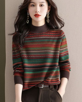 Fashion bottoming shirt half high collar doll shirt for women