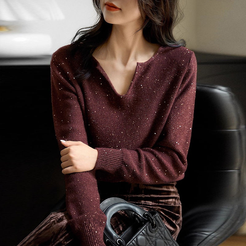 Lazy autumn and winter tops knitted bottoming sweater