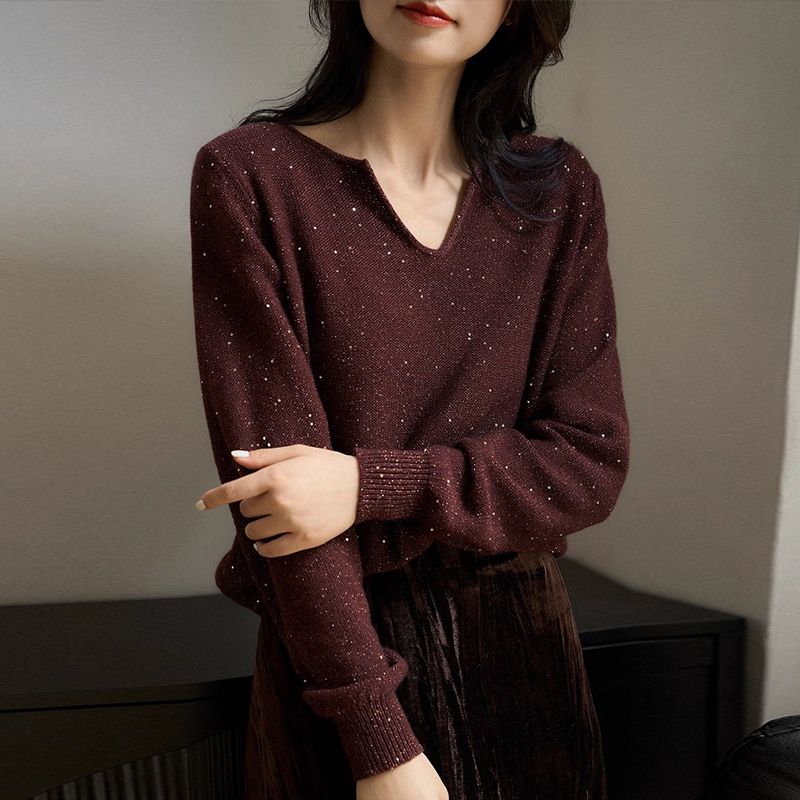 Lazy autumn and winter tops knitted bottoming sweater