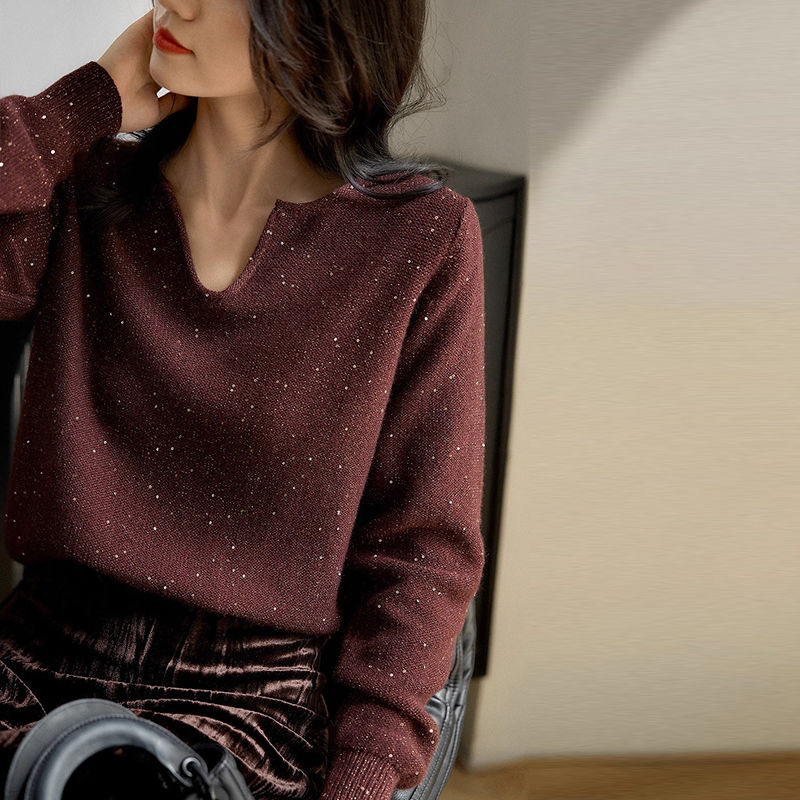 Lazy autumn and winter tops knitted bottoming sweater