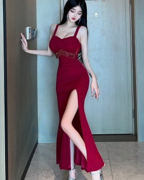 Perspective sling light luxury dress summer slim formal dress