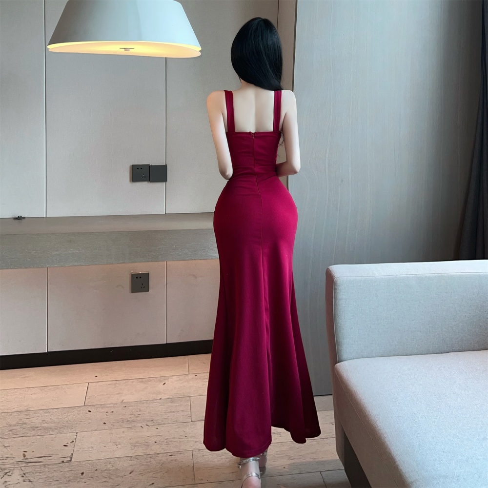 Perspective sling light luxury dress summer slim formal dress