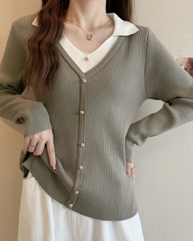 Splice knitted cardigan autumn and winter tops