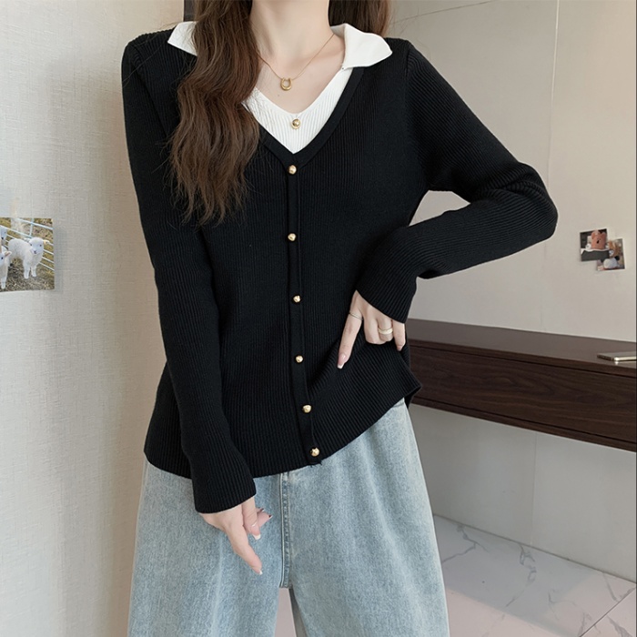 Splice knitted cardigan autumn and winter tops