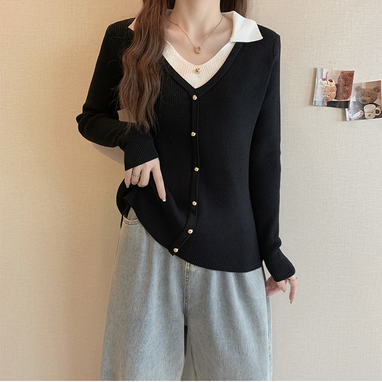 Splice knitted cardigan autumn and winter tops