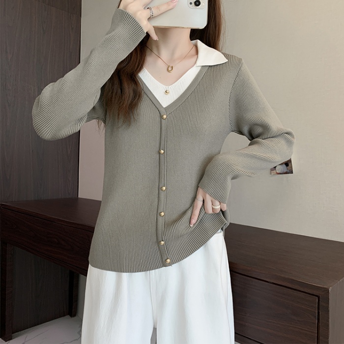 Splice knitted cardigan autumn and winter tops