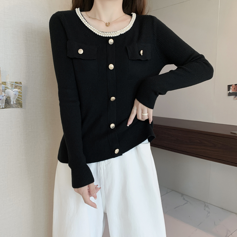 Autumn and winter knitted long sleeve chanelstyle sweater