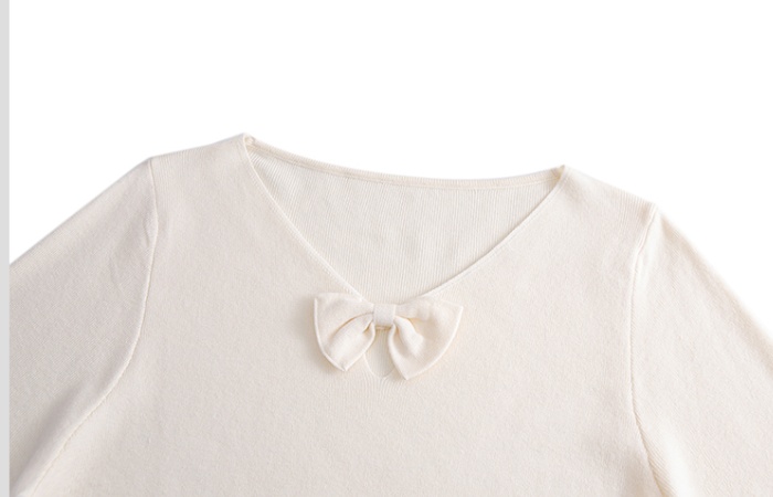 Loose Cover belly fat sweater V-neck knitted bow tops