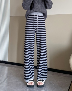 Autumn and winter stripe knitted sweatpants for women