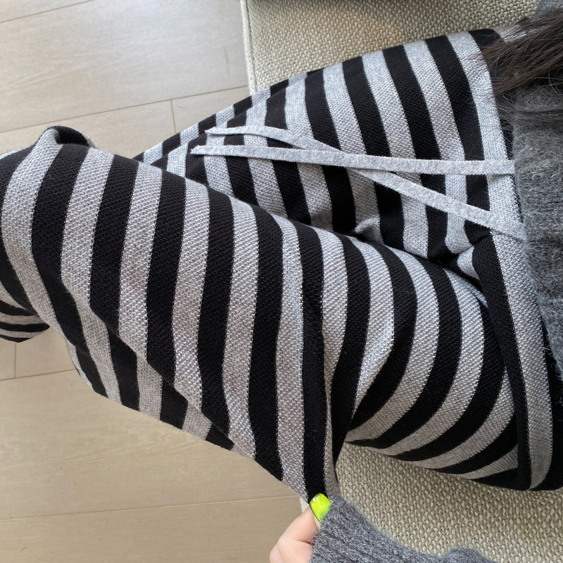 Autumn and winter stripe knitted sweatpants for women