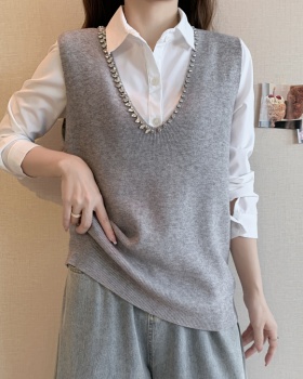 Autumn and winter V-neck waistcoat knitted Casual vest