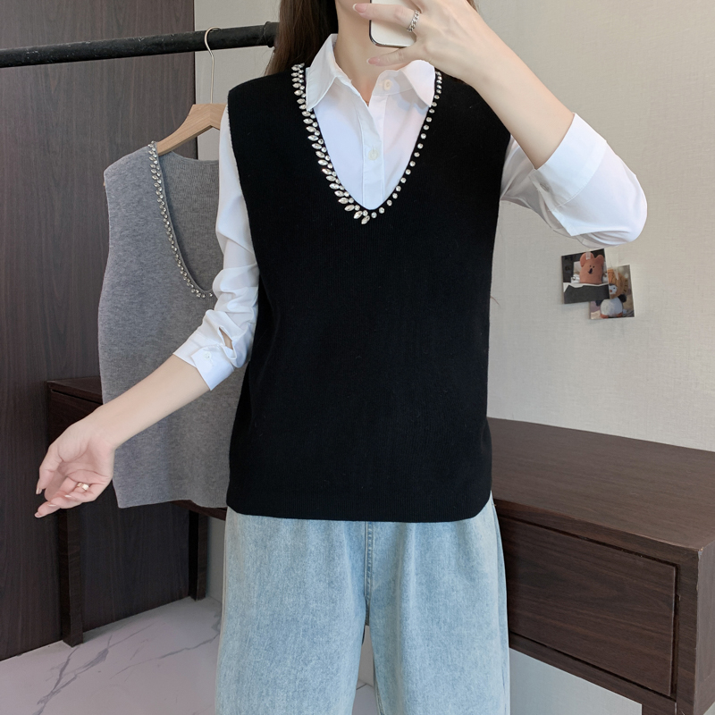 Autumn and winter V-neck waistcoat knitted Casual vest