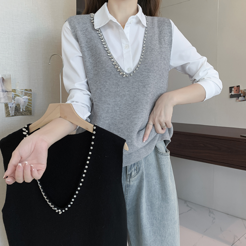 Autumn and winter V-neck waistcoat knitted Casual vest