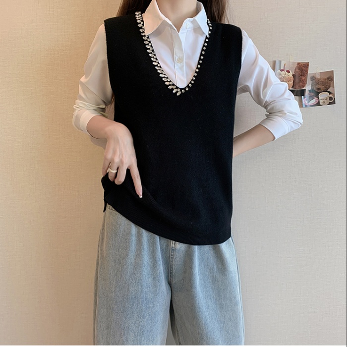 Autumn and winter V-neck waistcoat knitted Casual vest