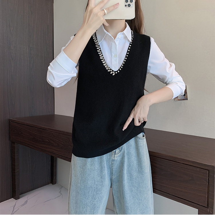 Autumn and winter V-neck waistcoat knitted Casual vest