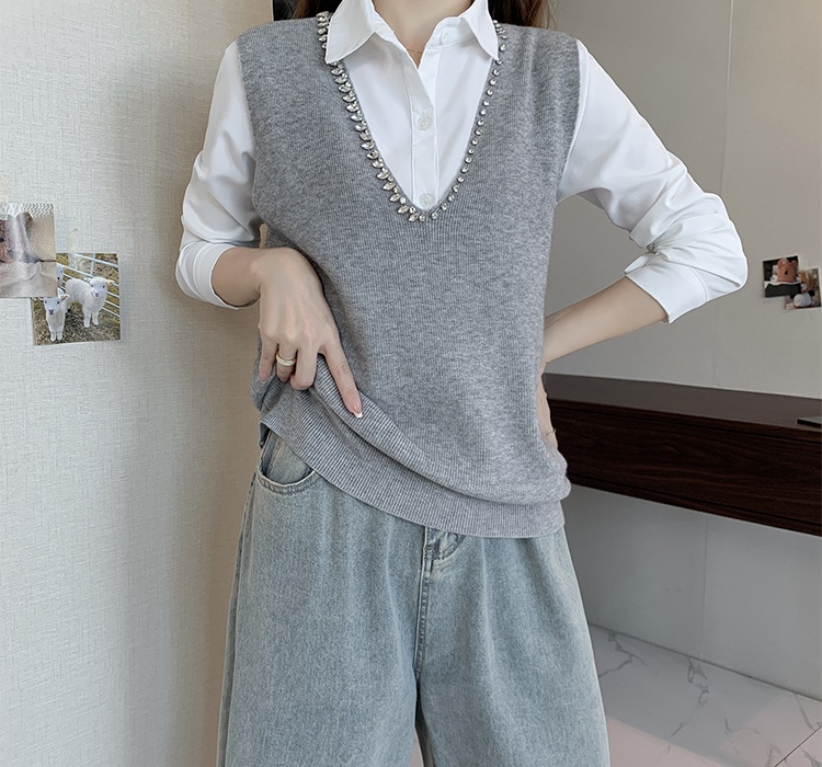 Autumn and winter V-neck waistcoat knitted Casual vest