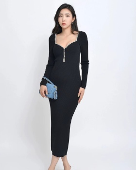 Ladies temperament square collar dress for women