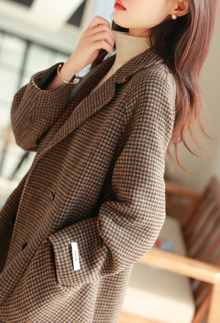 Slim woolen coat plaid business suit for women