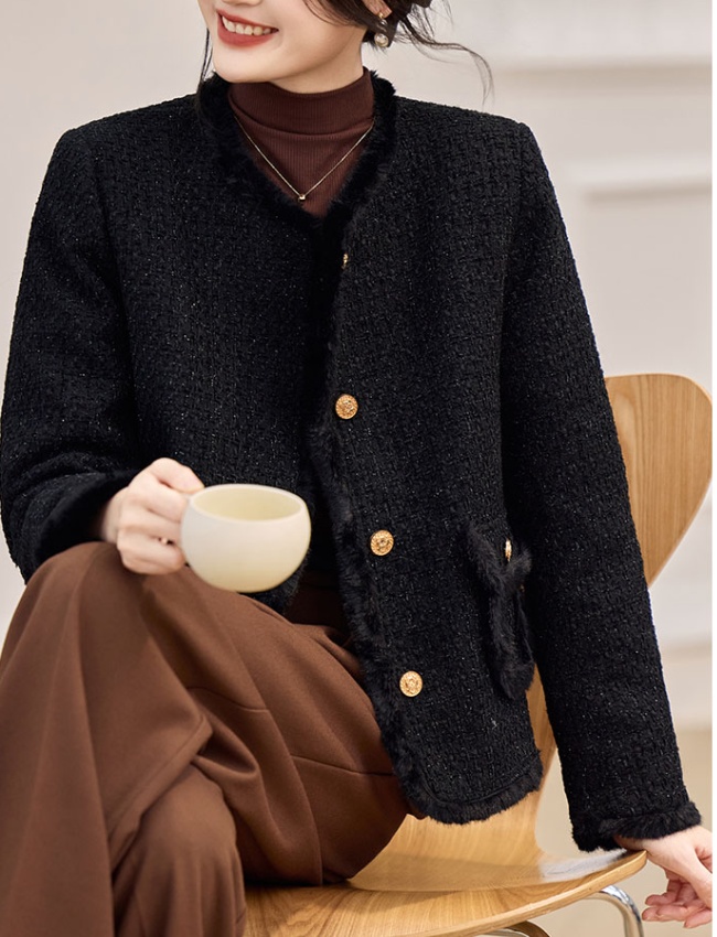 Thermal white woolen coat winter thick down coat for women